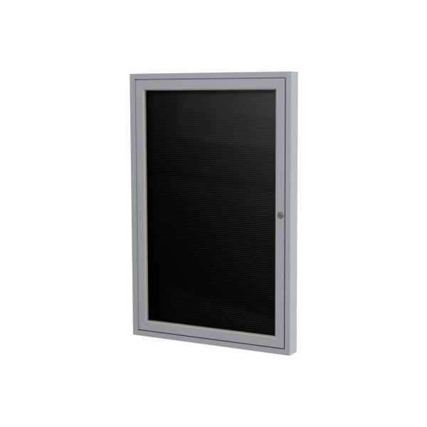 Ghent Enclosed Letter Board - Outdoor - Flannel - Silver Frame - 24" W x 36" H - Black PA13624BX-BK - main